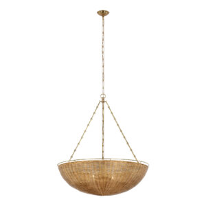 Clovis Extra Large Chandelier (Antique-Burnished Brass and Natural Wicker)