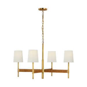 Elle Large Chandelier (Brass and Dark Rattan)