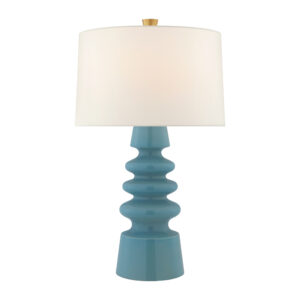 Andreas Medium Table Lamp (Blue Jade with Linen Shade)