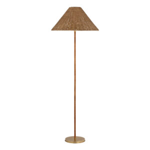 Wimberley Medium Wrapped Floor Lamp (Brass and Natural Wicker)